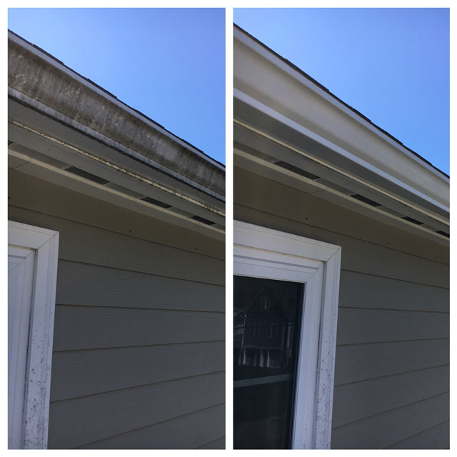 gutter before and after cleaning